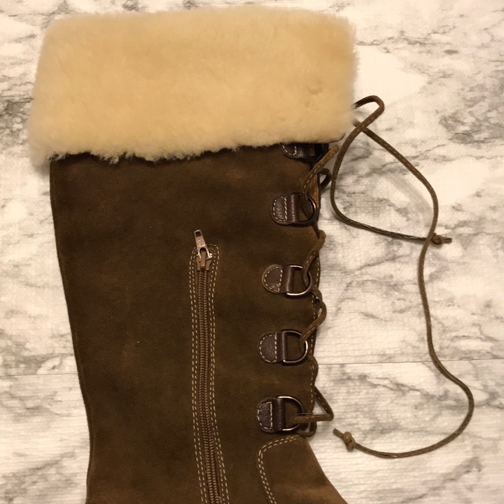 Sofft boot•hand sewn leather• lamb shearling•9.5